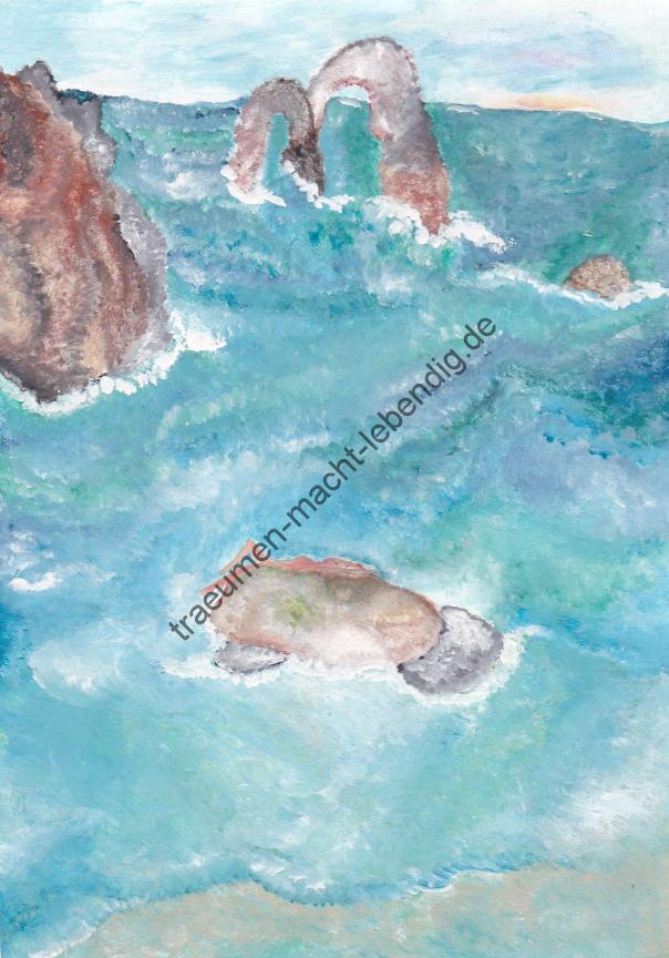Handgefertigte Aquarell-Postkarte: Lagune